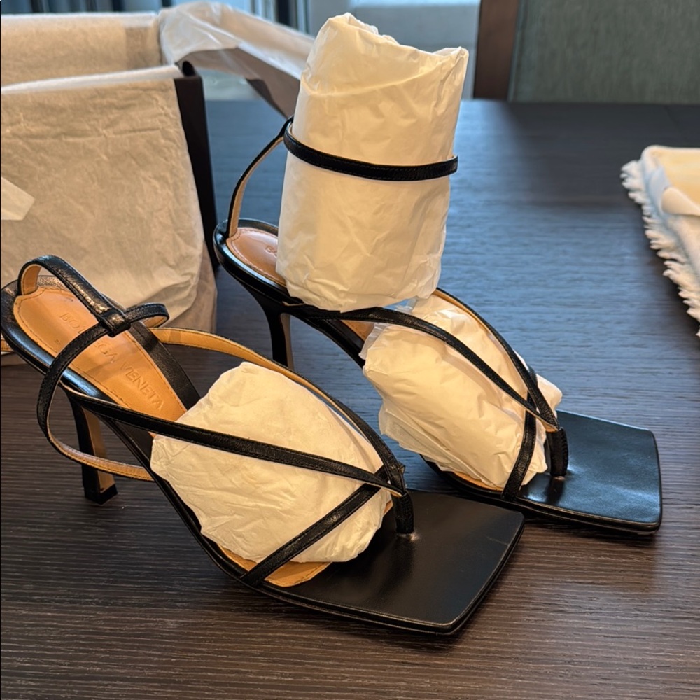 Bottega Veneta Black Strappy Heels